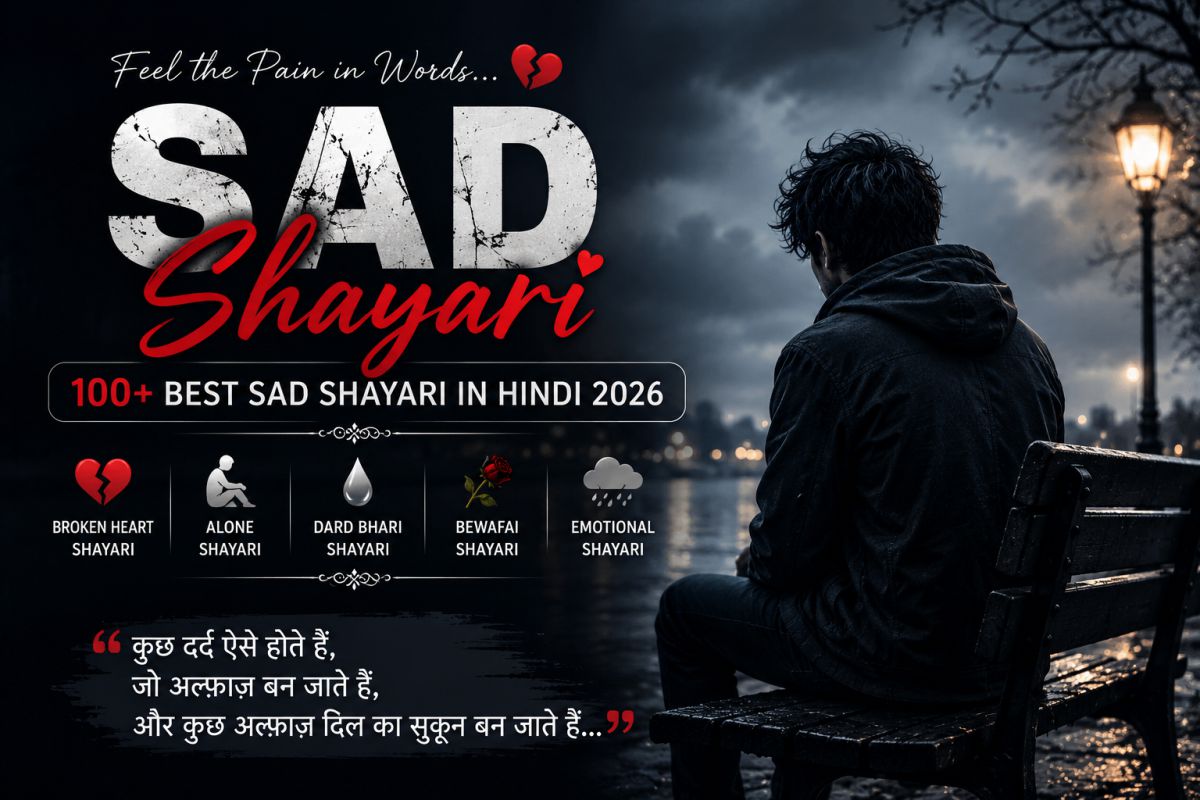 Top 50 Best Sad Shayari in Hindi 2026 ❤️‍🩹 | दर्द भरी शायरी, Alone Status & Broken Heart Quotes
